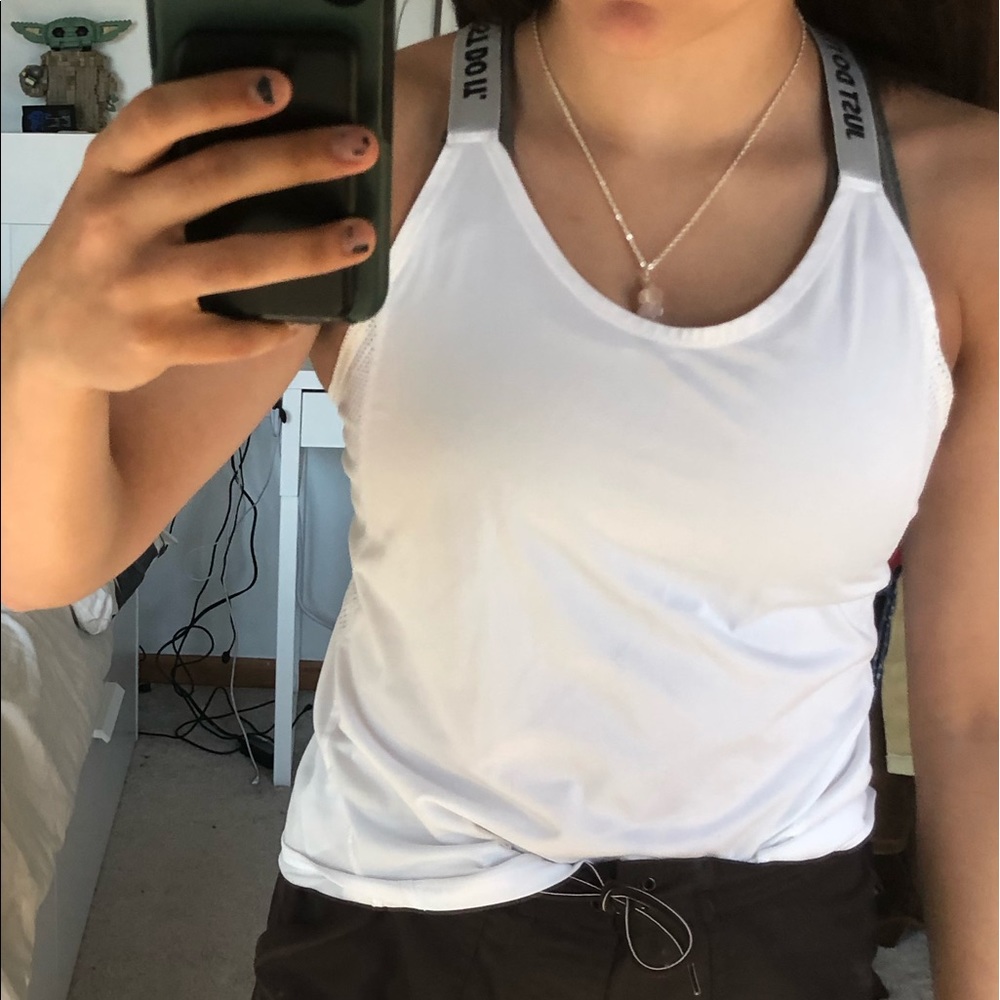 white nike cross strap tank